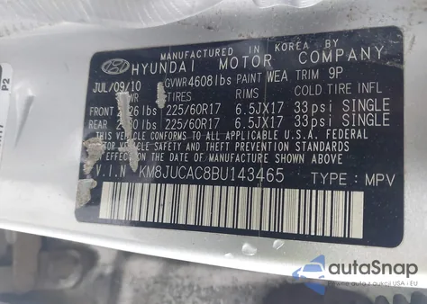 2011 Hyundai Tucson Gls z USA, uszkodzony, nr VIN KM8JUCAC8BU143465